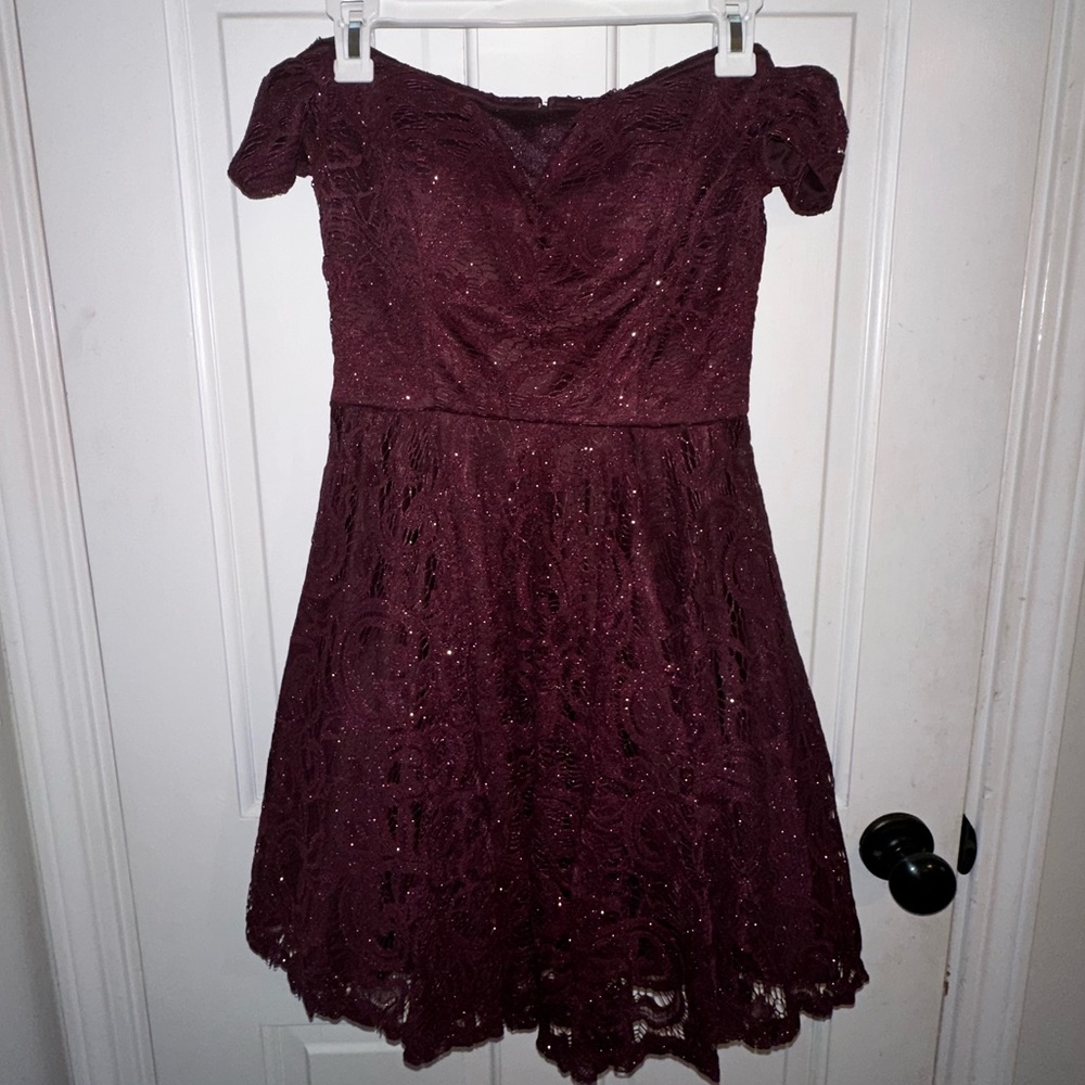 Sparkly, off the shoulder dress